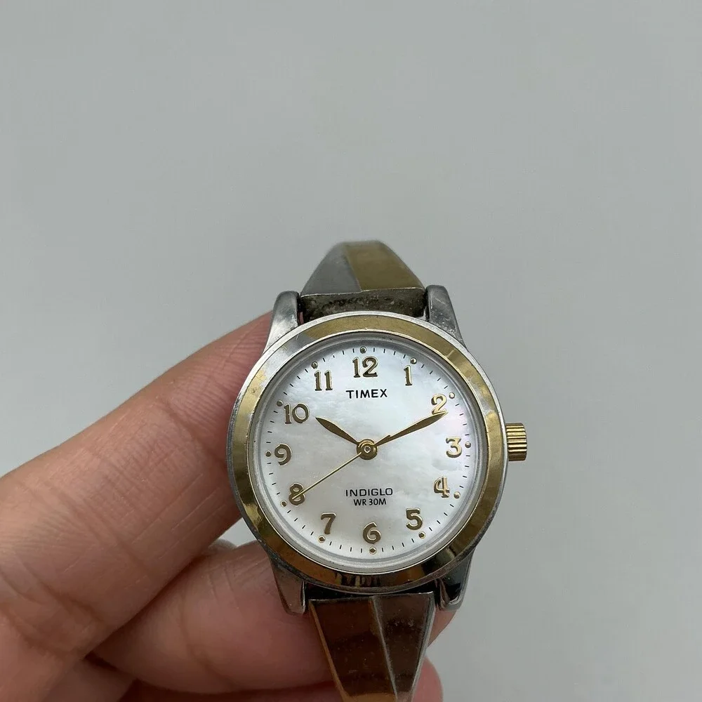Timex Indiglo Womens Watch 25mm Gold Silver Two Tone Bracelet New Battery